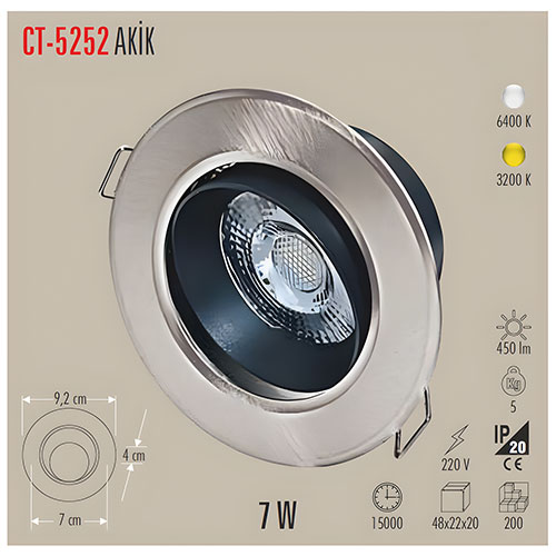 Cata Ct-5252 7W Akik Led Spot Günışığı