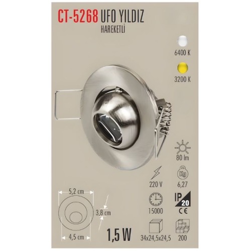 Cata Ct-5268 Yıldız Spot Hareketli / Beyaz