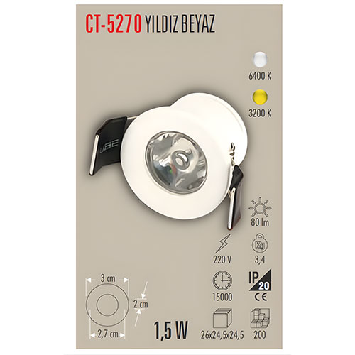 Cata Ct-5270 Yıldız Spot Power Ledli / Günışığı