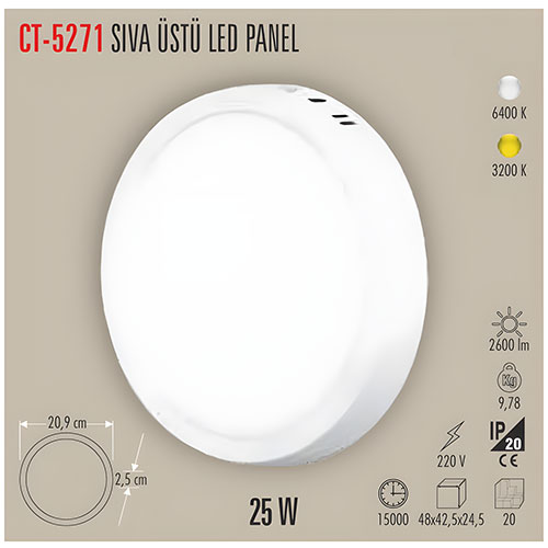 Cata Ct-5271 25W Damla Led Panel Armatür / Günışığı