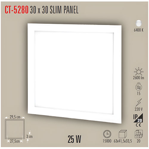 Cata Ct-5280 30*30 cm Panel Led Armatür / Beyaz