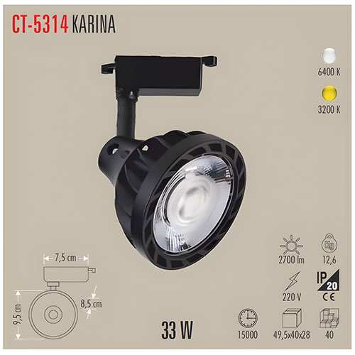 Cata Ct-5314 33W Karina Ray Spot Armatür Beyaz