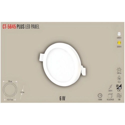 Cata Ct-5645 6W Plus Panel Led Armatür / Beyaz