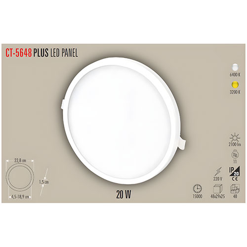 Cata Ct-5648 20W Plus Led Panel Armatür / Beyaz