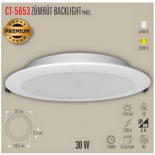 Cata Ct-5653 30W Zümrüt Backlight Panel Günışığı