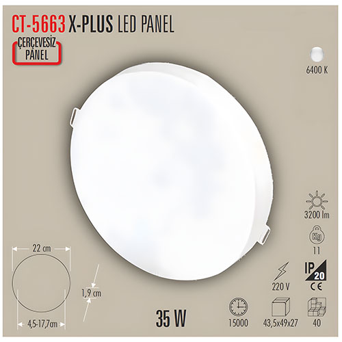Cata Ct-5663 35W XPlus Led Panel Armatür Beyaz