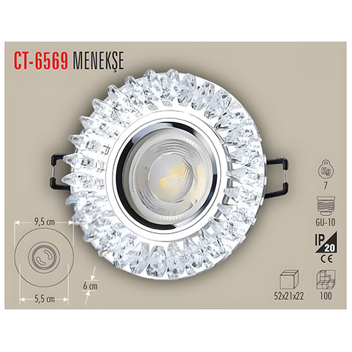 Cata Ct-6569 Menekşe Dekoratif Cam Spot