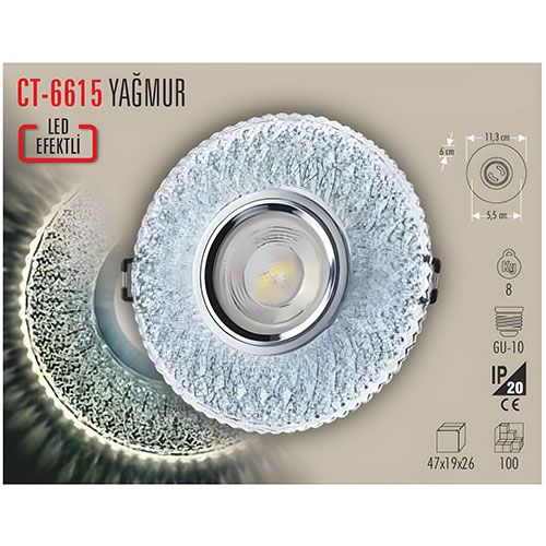 Cata Ct-6615 Yağmur Cam Spot Armatür