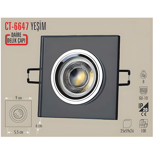 Cata Ct-6647 Yeşim Dekoratif Cam Spot