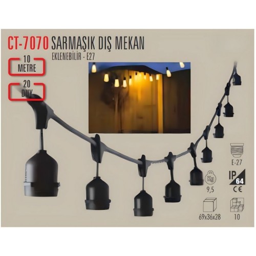 Cata Ct-7070 Sarmaşık Dış Mekan Armatür 10 Metre Eklenebilir