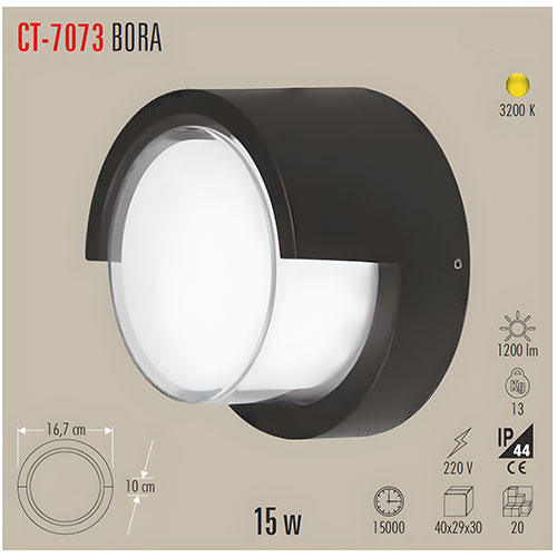 Cata Ct-7073 15W Sıva Üstü Aplik Dış Mekan 3200K