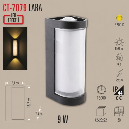 Cata Ct-7079 9W Lara Dış Mekan Led Aplik