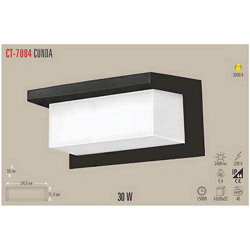Cata Ct-7084 30W Cunda Led Aplik Dış Mekan Günışığı 3200K