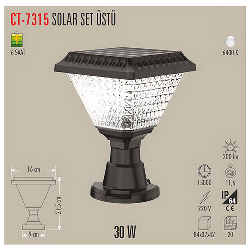 Cata Ct-7315 30W Solar Setüstü Armatür 6500K