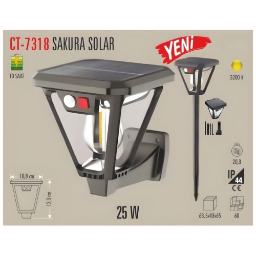 Cata Ct-7318 Sakura Solar LED Bahçe Armatürü