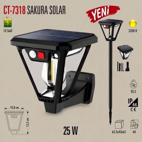 Cata Ct-7318 Sakura Solar LED Bahçe Armatürü