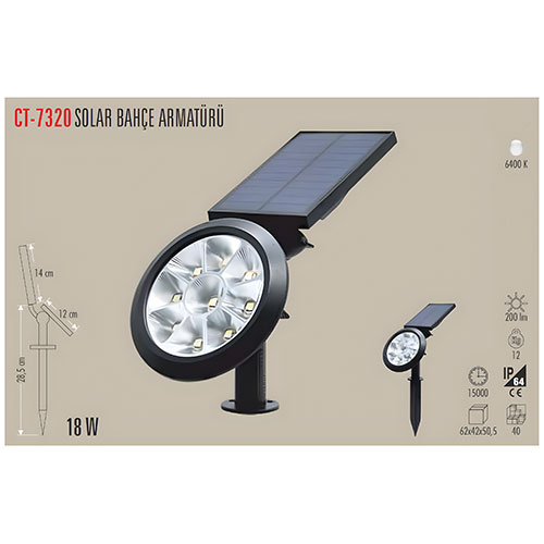 Cata Ct-7320 Solar Bahçe Armatürü 18W Beyaz