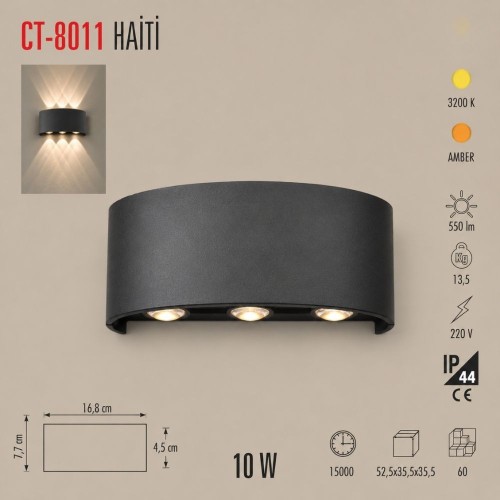 Cata Ct-8011 10W Haiti Led Aplik Dış Mekan Günışığı