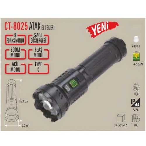 Cata Ct-8025 Atak El Feneri (Acil Durum Fonksiyonlu) 
