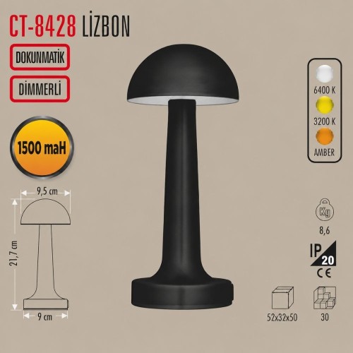 Cata Ct-8428 Lizbon Antik Şarjlı Masa Lambası 
