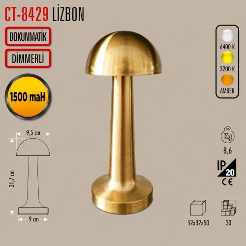 Cata Ct-8429 Lizbon Antik Şarjlı Masa Lambası
