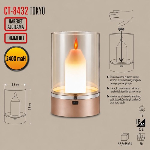 Cata Ct-8432 Tokyo Şarjlı Masa Lambası