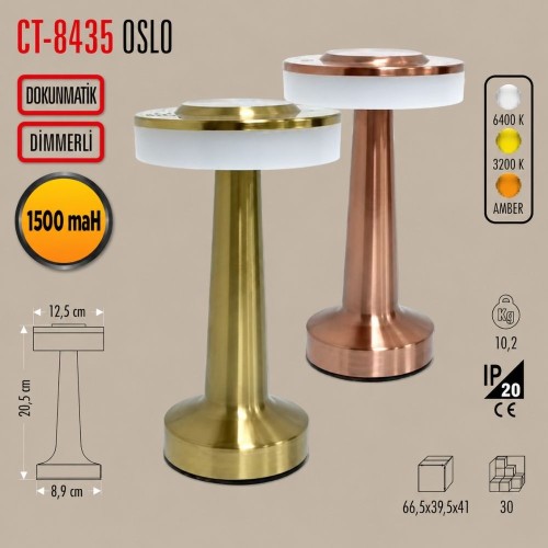 Cata CT-8435 Oslo Şarjlı Masa Lambası 3 Renk