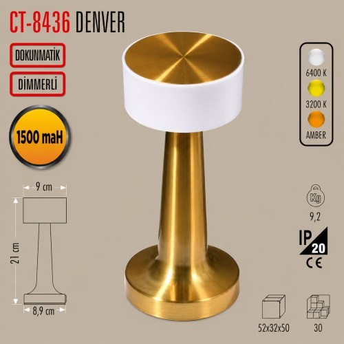 Cata Ct-8436 Denver Şarjlı Masa Lambası