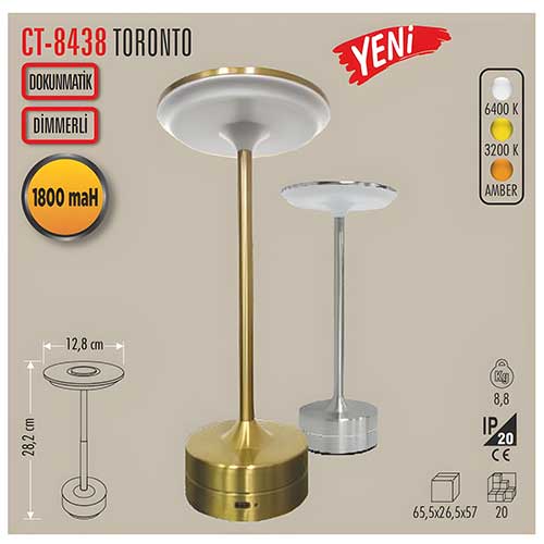 Cata Ct-8438 Toronto Şarjlı Masa Lambası