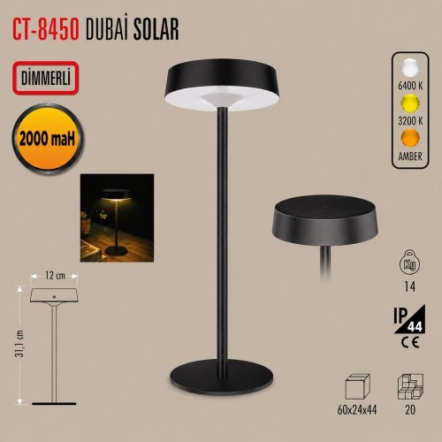 Cata Ct-8450 Dubai Solar Şarjlı Masa Lambası