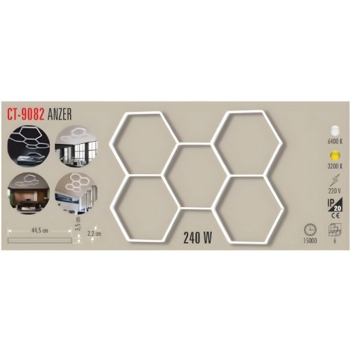 Cata Ct-9082 Anzer Led Linear Armatür Beyaz ( Petek Led )