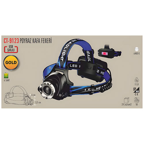 Cata CT-9123 Poyraz Kafa Lambası Şarjlı Lamba
