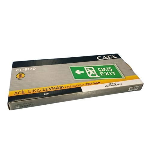 Cata Ct-9170 Exit Şarjlı Ledli Acil Çıkış Armatürü (Sağ-Sol) Yan Ok