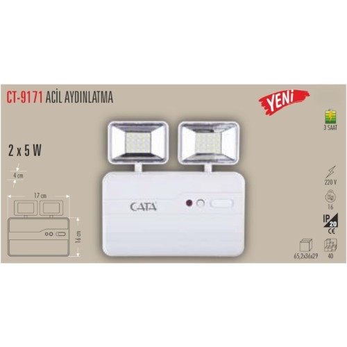 Cata Ct-9171 Acil Aydınlatma Armatürü 2*5W