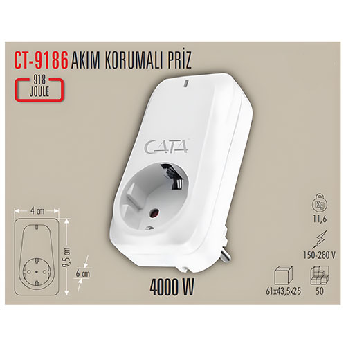 Cata Ct-9186 Akım Korumalı Priz 4000W