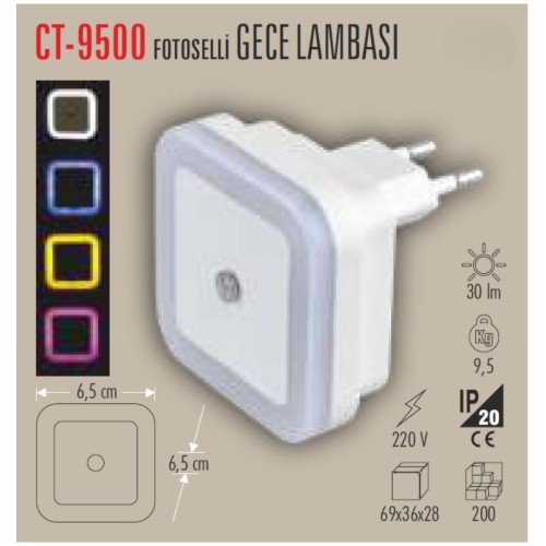 Cata Ct-9500 Fotoselli Gece Lambası