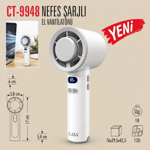 Cata Ct-9948 Nefes Şarjlı El Vantilatörü