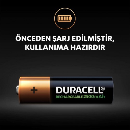 Duracell Şarjlı Kalem Pil 2500 MAh AA (1 adet)