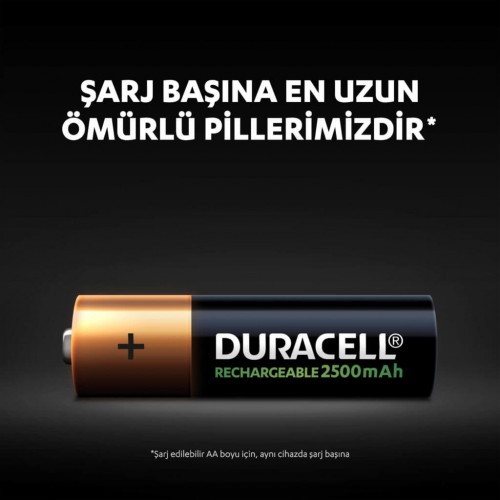 Duracell Şarjlı Kalem Pil 2500 MAh AA (1 adet)