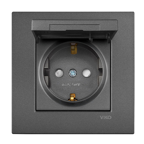 VIKO - Viko Novella Kapaklı Topraklı Priz Füme - Çerçevesiz