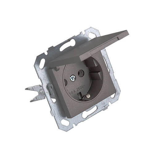 NETELSAN - Netelsan Füme - Kapaklı Topraklı Priz (Çerçevesiz)