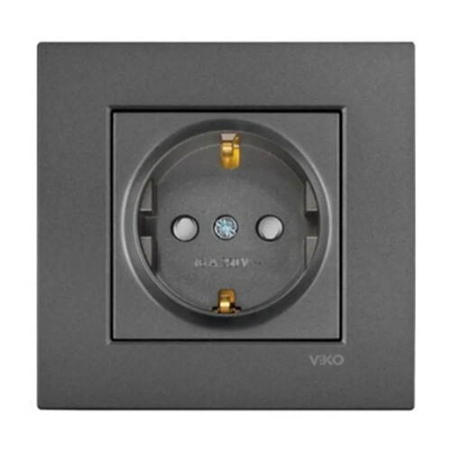 VIKO - Viko Novella Çocuk Korumalı Topraklı Priz Füme - Çerçevesiz