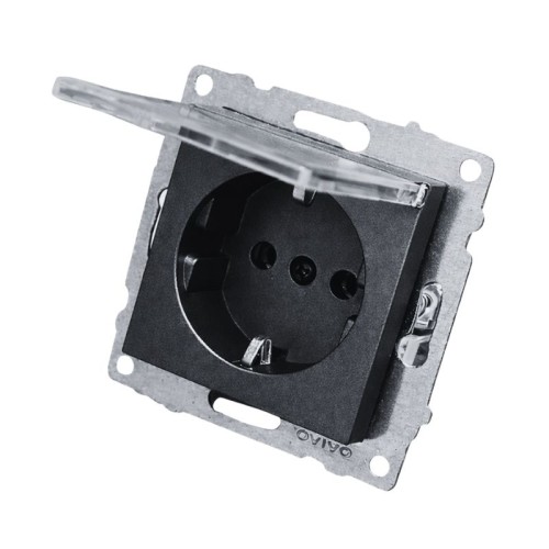 Ovivo Siyah Kapaklı Topraklı Priz