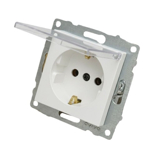 Ovivo Beyaz Kapaklı Topraklı Priz