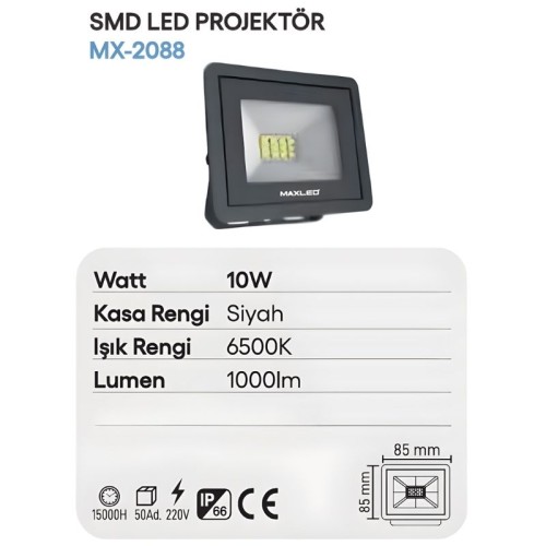 Maxled 10W SMD Led Projektör / Beyaz