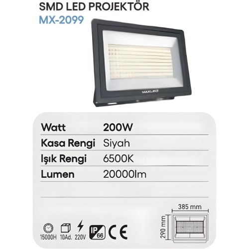 Maxled 200W SMD Led Projektör / Beyaz