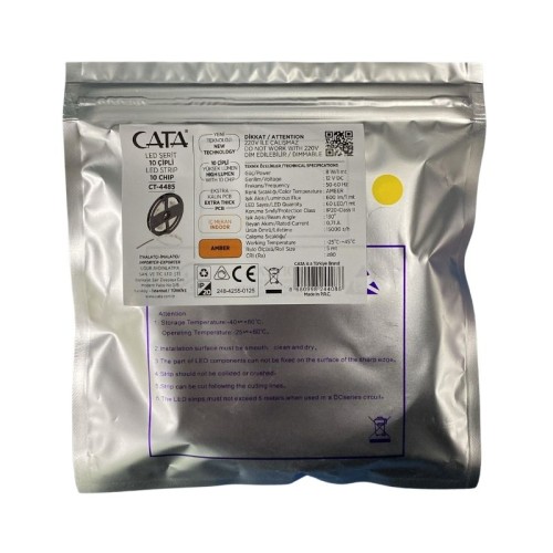 Silikonsuz 10 Çip Şerit Led - Amber