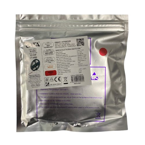 Silikonsuz 10 Çip Şerit Led - Kırmızı