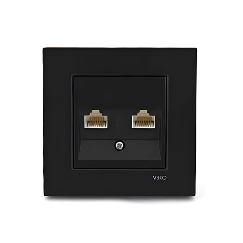 Viko Novella Siyah İkili Data Prizi / Jacksız - Çerçevesiz