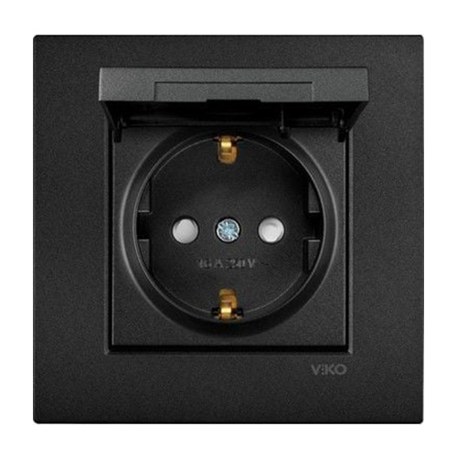 VIKO - Viko Novella Siyah Kapaklı Topraklı Priz - Çerçevesiz